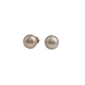 JCM 10K Yellow Gold Pale Pink Real Pearl Stud Earrings Posts Pierced 5.6mm